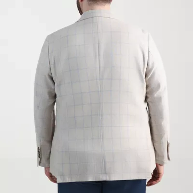 Haggar Mens Big and Tall Windowpane Classic Fit Sport Coat