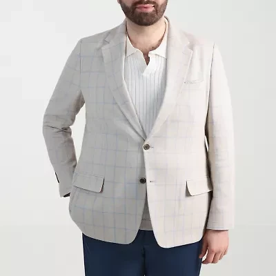 Haggar Mens Big and Tall Windowpane Classic Fit Sport Coat
