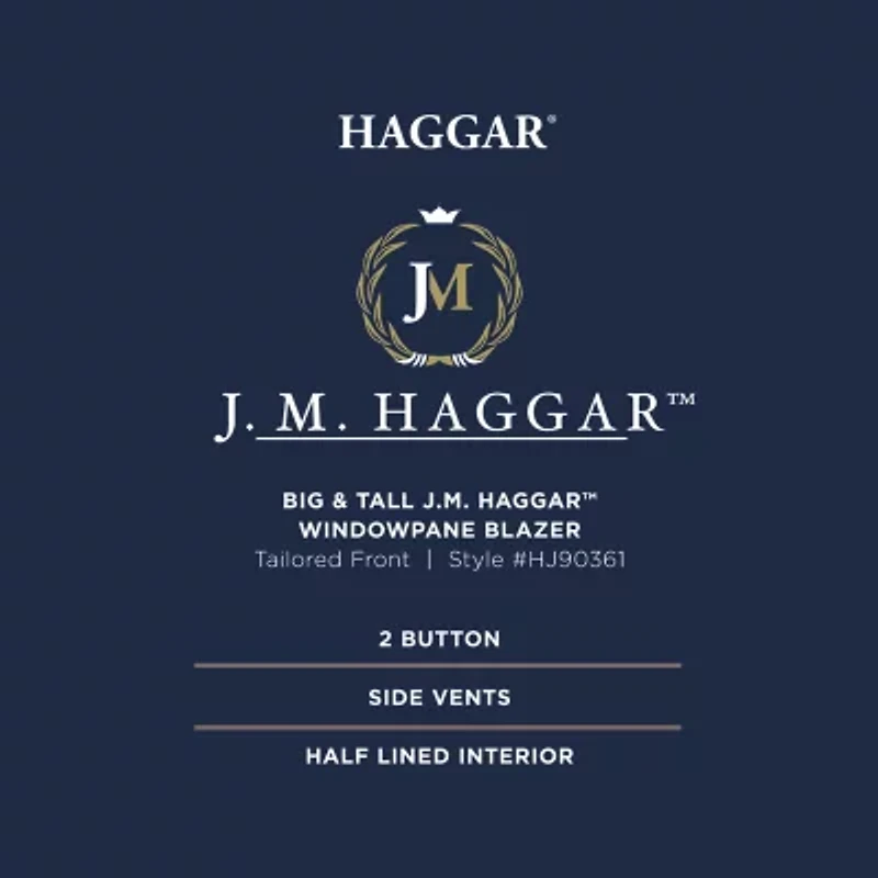 Haggar Mens Big and Tall Windowpane Classic Fit Sport Coat