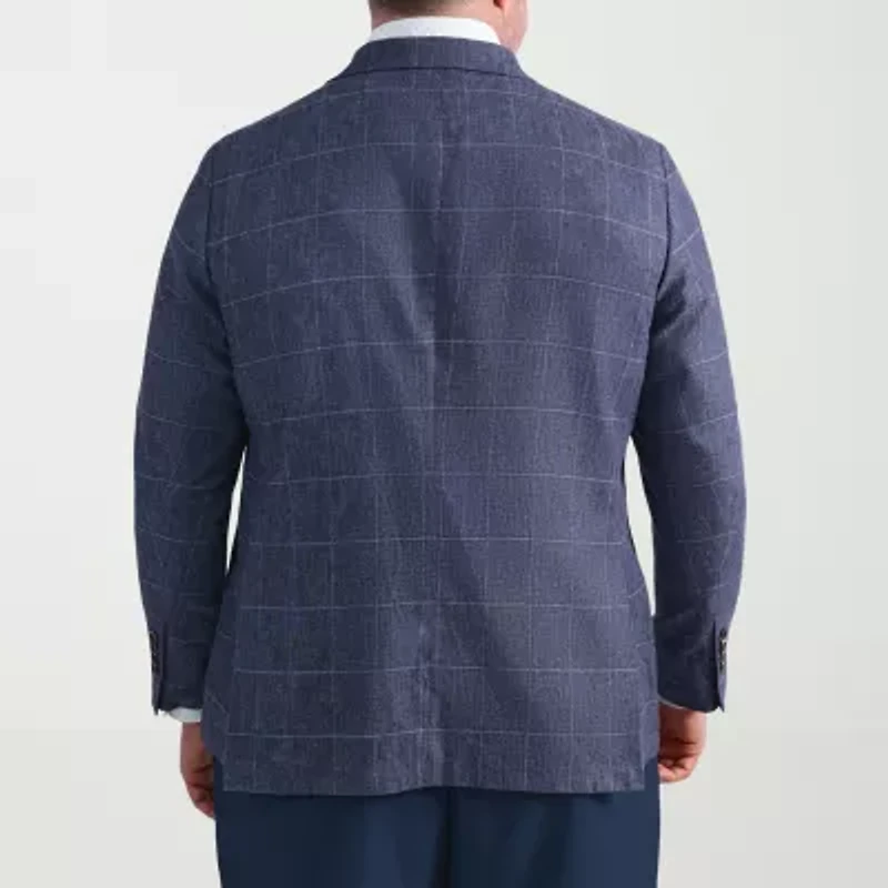 Haggar Mens Big and Tall Windowpane Classic Fit Sport Coat