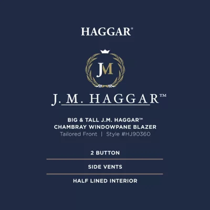 Haggar Mens Big and Tall Windowpane Classic Fit Sport Coat