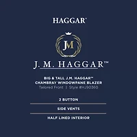 Haggar Mens Big and Tall Windowpane Classic Fit Sport Coat