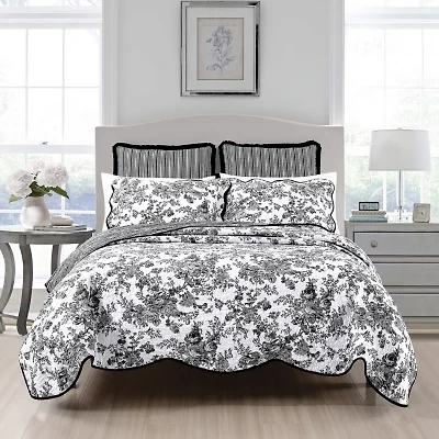 Laurel Manor Toile Garden Cotton Quilt