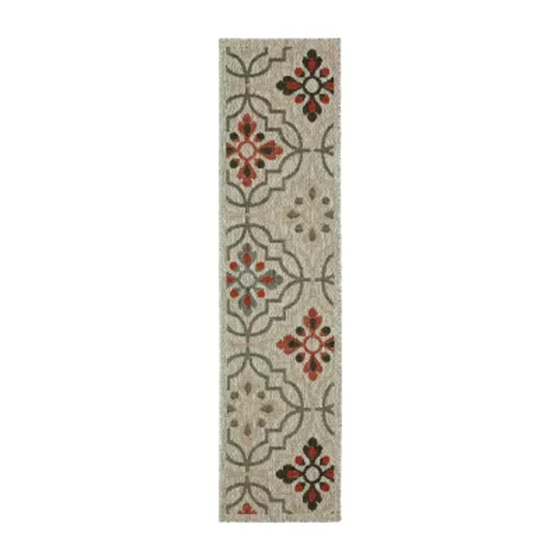 Covington Home Long Island Floral Lattice 22" X 90" Indoor Outdoor Rectangular Runner
