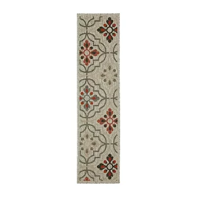 Covington Home Long Island Floral Lattice 22" X 90" Indoor Outdoor Rectangular Runner