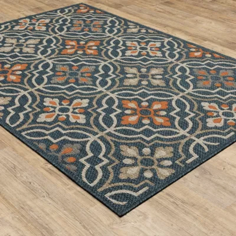 Covington Home Long Island Floral Lattice Indoor Outdoor Rectangular Area Rug