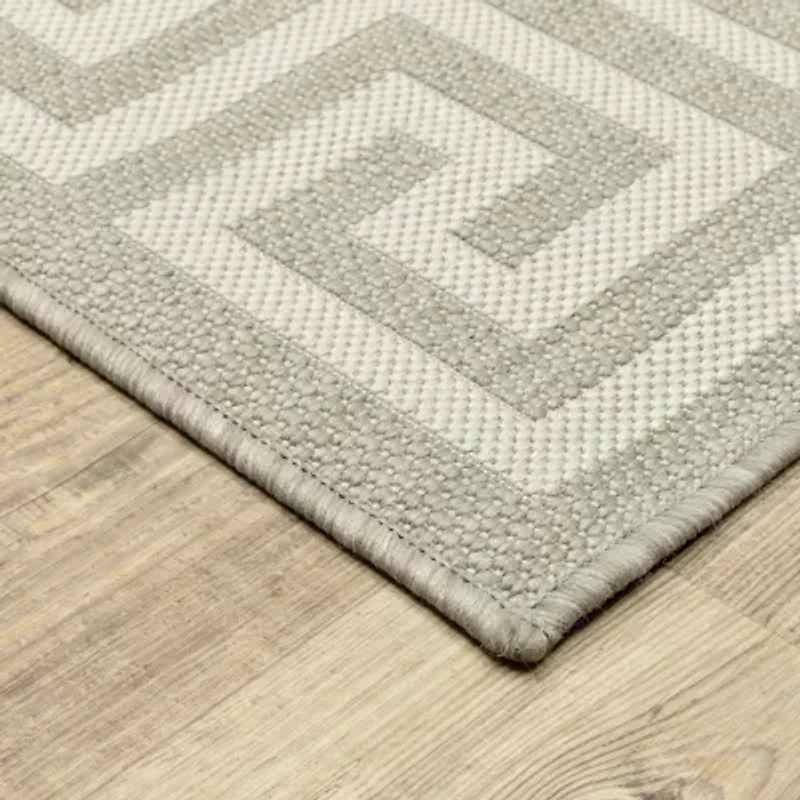 Covington Home Pamplona Greek Key Border 22" X 87" Indoor Outdoor Rectangular Runner