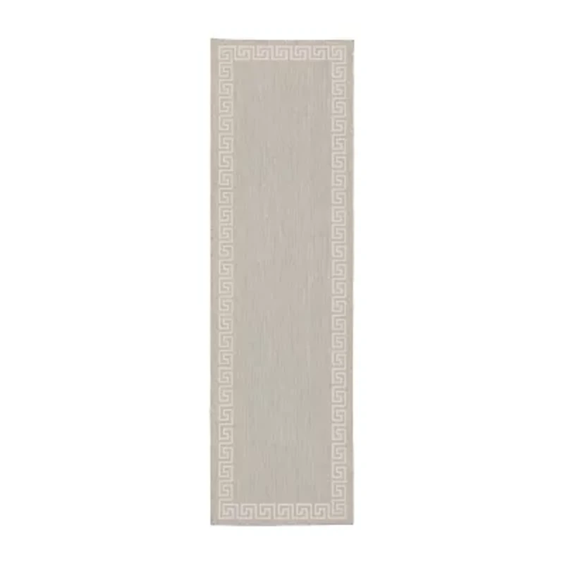 Covington Home Pamplona Greek Key Border 22" X 87" Indoor Outdoor Rectangular Runner