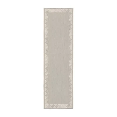 Covington Home Pamplona Greek Key Border 22" X 87" Indoor Outdoor Rectangular Runner