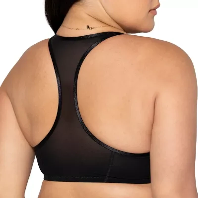 Curvy Couture Sheer Mesh Front Close Racerback Bra-1618