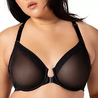 Curvy Couture Sheer Mesh Front Close Racerback Bra-1618