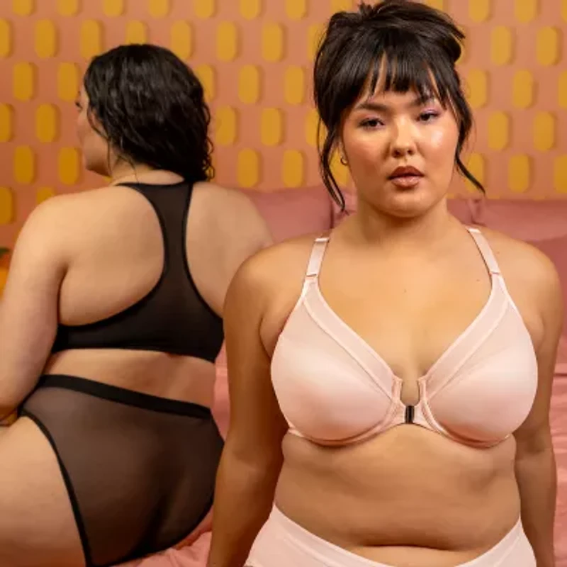 Curvy Couture Sheer Mesh Front-Close T-Shirt Bra- 1619