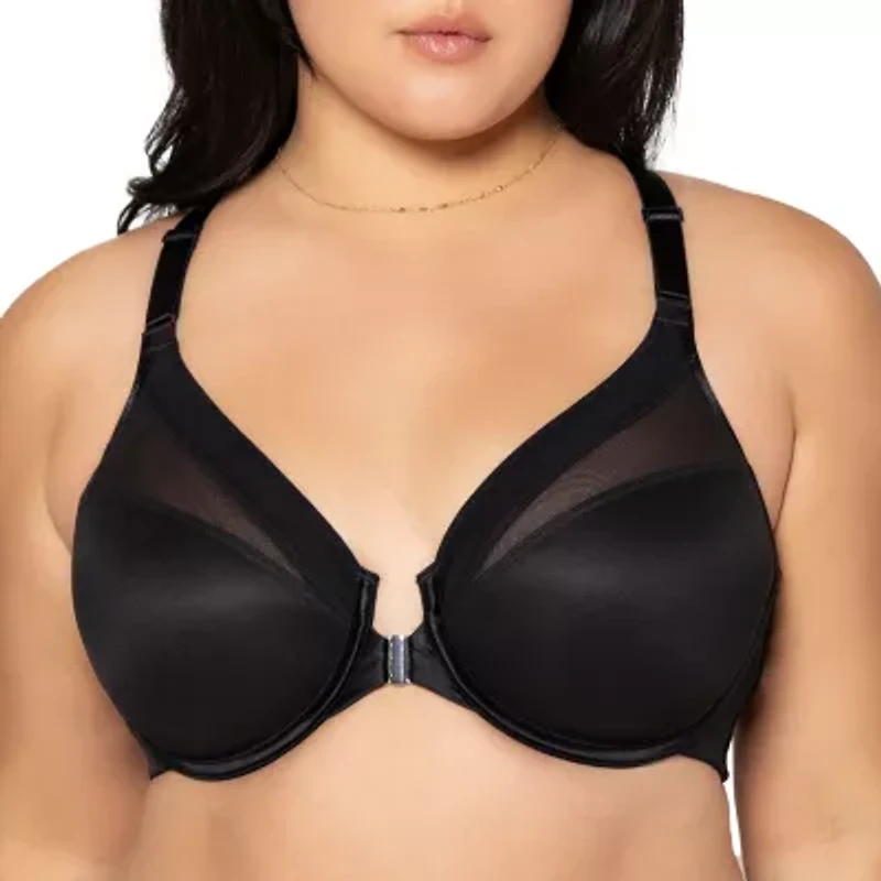 Curvy Couture Sheer Mesh Front-Close T-Shirt Bra- 1619