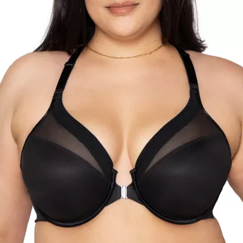 Curvy Couture Sheer Mesh Front-Close T-Shirt Bra- 1619