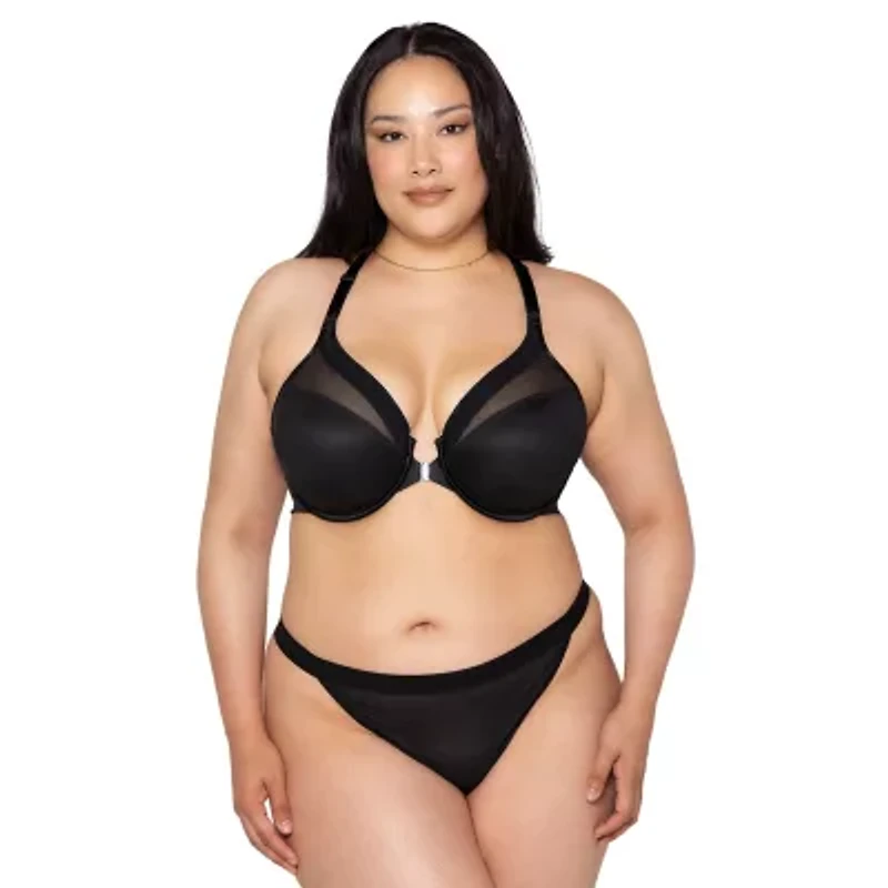 Curvy Couture Sheer Mesh Front-Close T-Shirt Bra- 1619