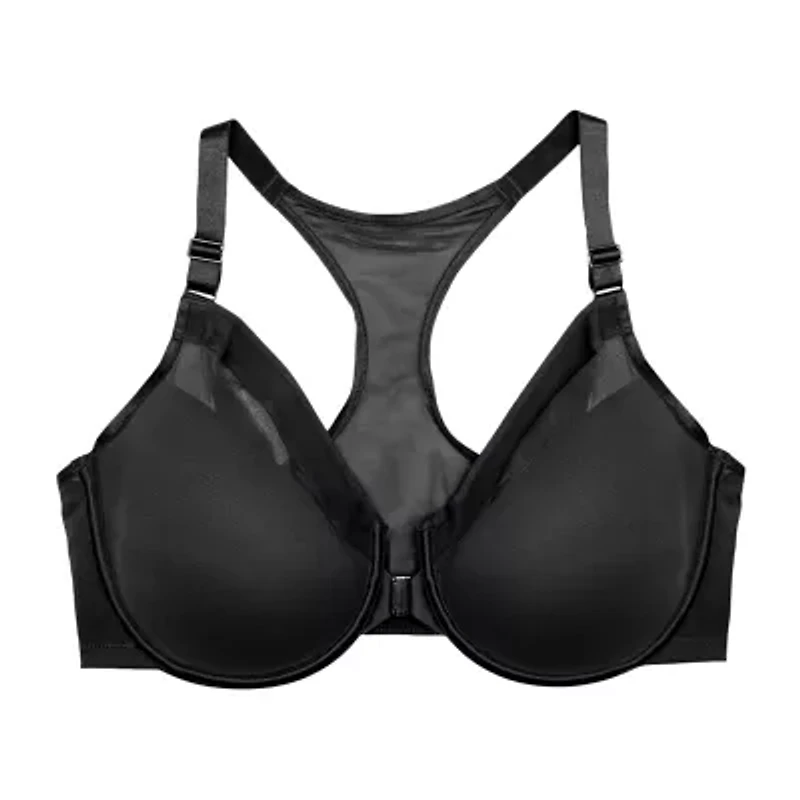 Curvy Couture Sheer Mesh Front-Close T-Shirt Bra- 1619