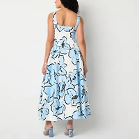 Premier Amour Womens Sleeveless Floral Midi Fit + Flare Dress