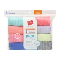 Hanes Pure Comfort Microfiber Little & Big Kid Girls 8 Pack Hipster Panty