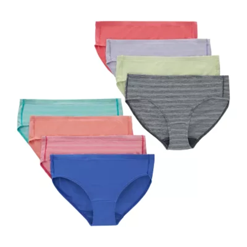 Hanes Pure Comfort Microfiber Little & Big Kid Girls 8 Pack Hipster Panty