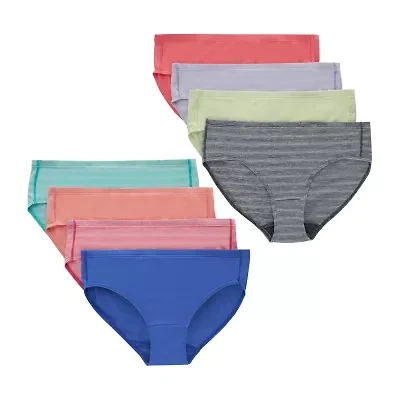 Hanes Pure Comfort Microfiber Little & Big Kid Girls 8 Pack Hipster Panty
