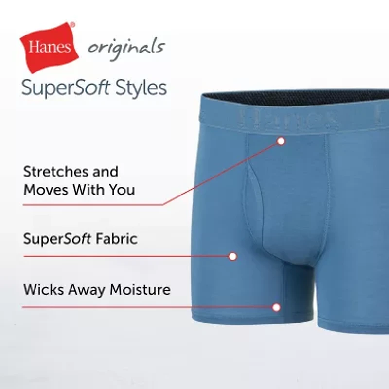 Hanes Originals Supersoft Little & Big Kid Boys 5 Pack Boxer Briefs Buo2b5