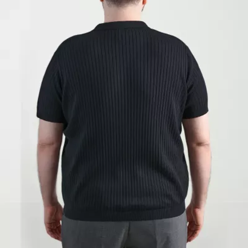 Haggar Johnny Collar Big and Tall Mens Short Sleeve Polo Sweater