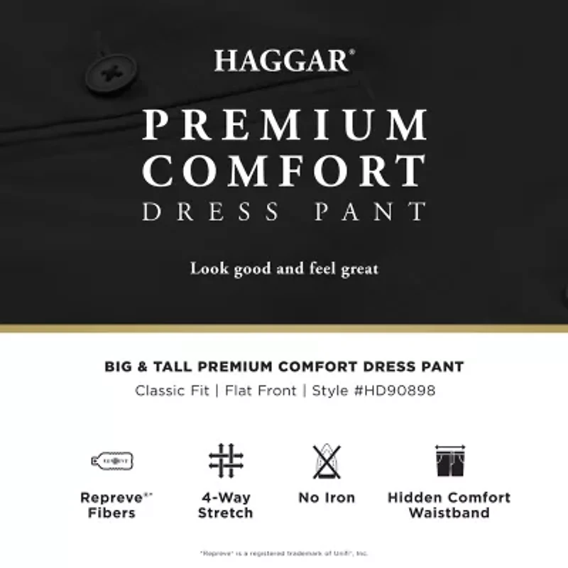 Haggar JMH Mens Classic Fit Big and Tall Flat Front Pant