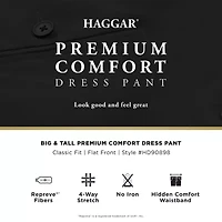 Haggar JMH Mens Classic Fit Big and Tall Flat Front Pant