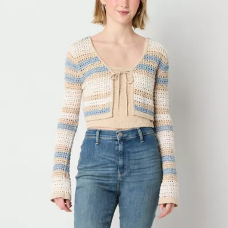 Arizona Womens Long Sleeve Sweater Set Juniors