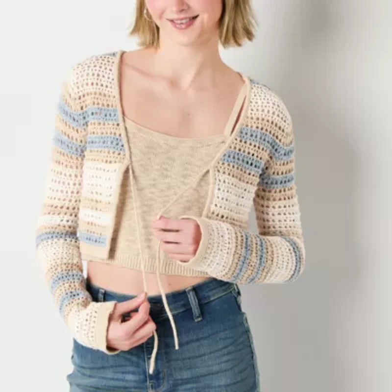 Arizona Womens Long Sleeve Sweater Set Juniors