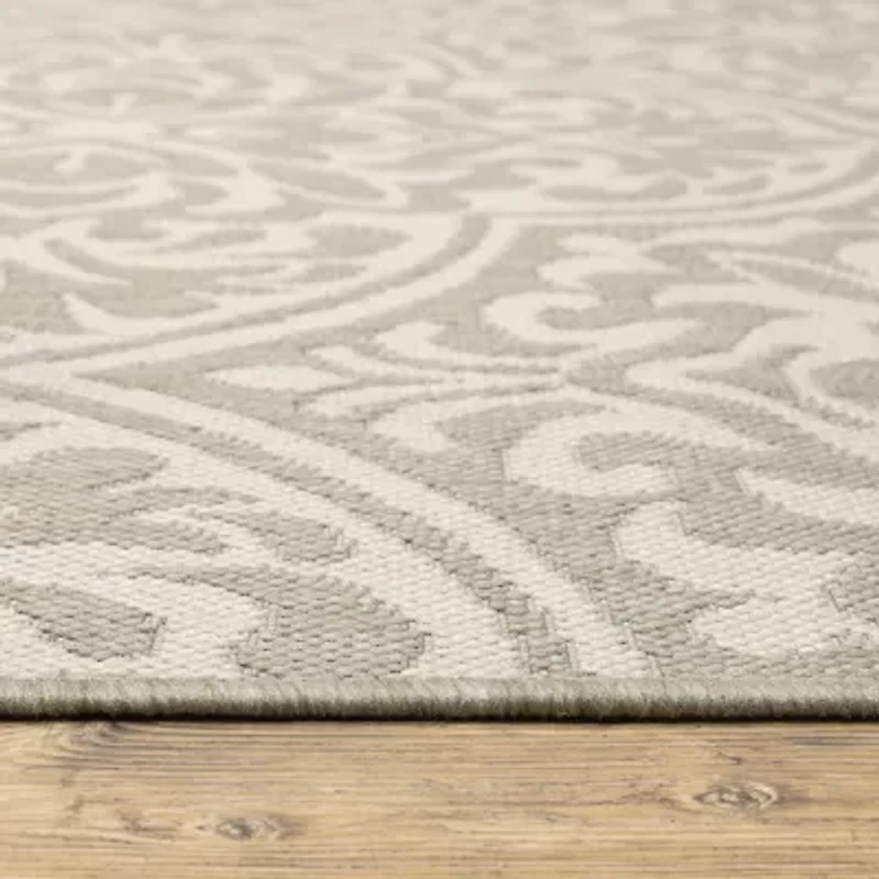 Covington Home Pamplona Damask Flatweave Indoor Outdoor Rectangular Area Rug