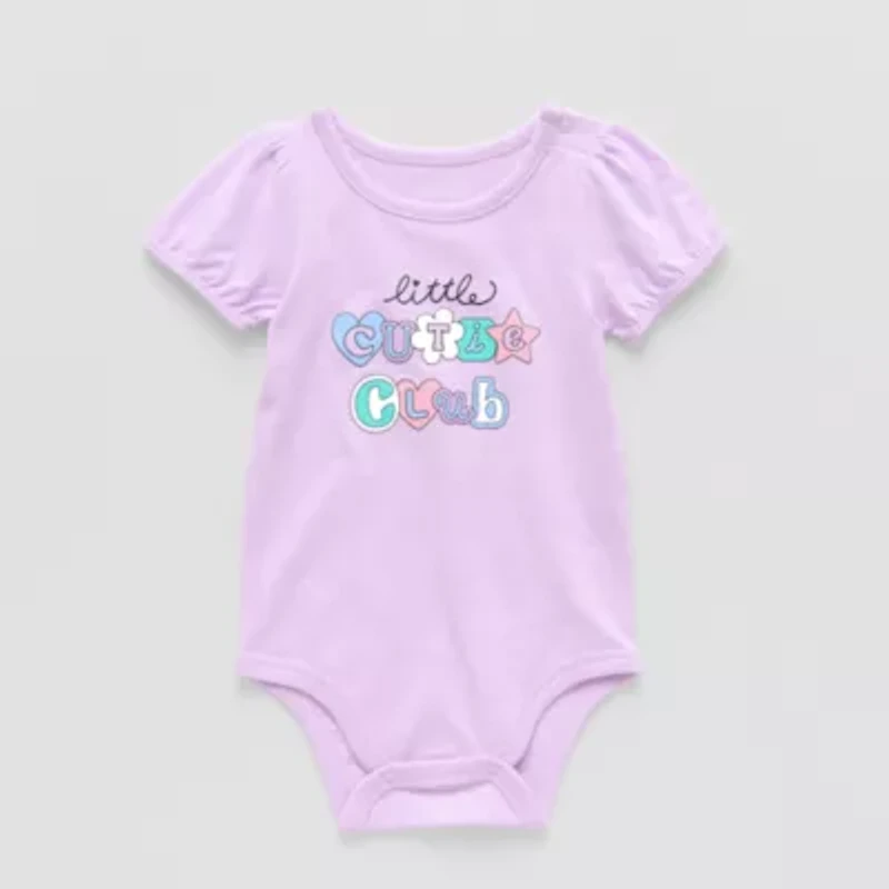 Okie Dokie Baby Girls Round Neck Short Sleeve Bodysuit