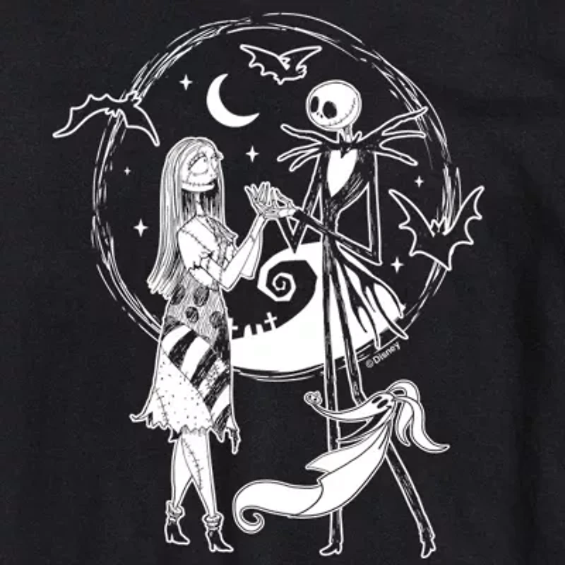 Mens Crew Neck Short Sleeve Regular Fit Nightmare Before Christmas Big and Tall Graphic T-Shirt