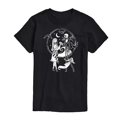 Mens Crew Neck Short Sleeve Regular Fit Nightmare Before Christmas Big and Tall Graphic T-Shirt