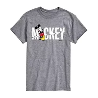 Mens Crew Neck Short Sleeve Regular Fit Mickey Mouse Big and Tall Graphic T-Shirt