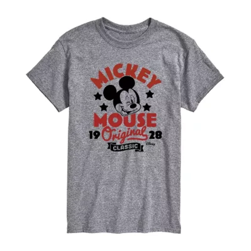 Mens Crew Neck Short Sleeve Regular Fit Mickey Mouse Big and Tall Graphic T-Shirt