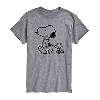 Mens Crew Neck Short Sleeve Regular Fit Peanuts Big and Tall Graphic T-Shirt