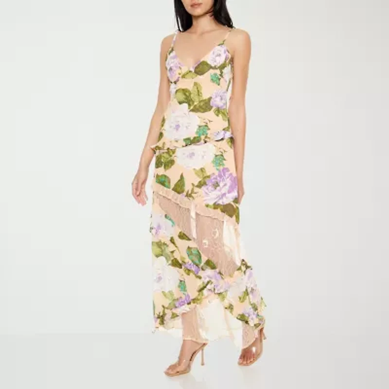 Forever 21 Womens Sleeveless Floral Midi Juniors Slip Dress