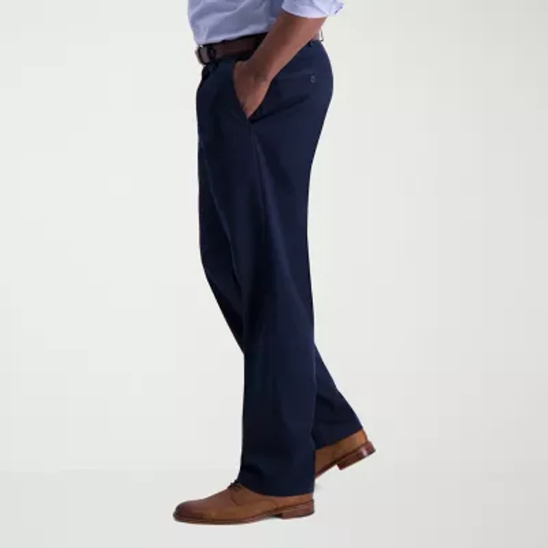 Haggar Iron Free Premium Khaki Mens Classic Fit Pleated Pant