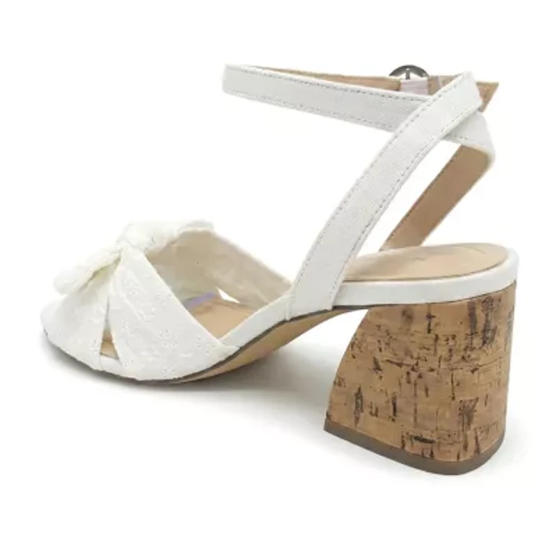 Pop Kavari Womens Square Open Toe Block Heel Pumps