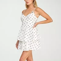 Trixxi Womens Juniors Sleeveless Dots Fit + Flare Dress