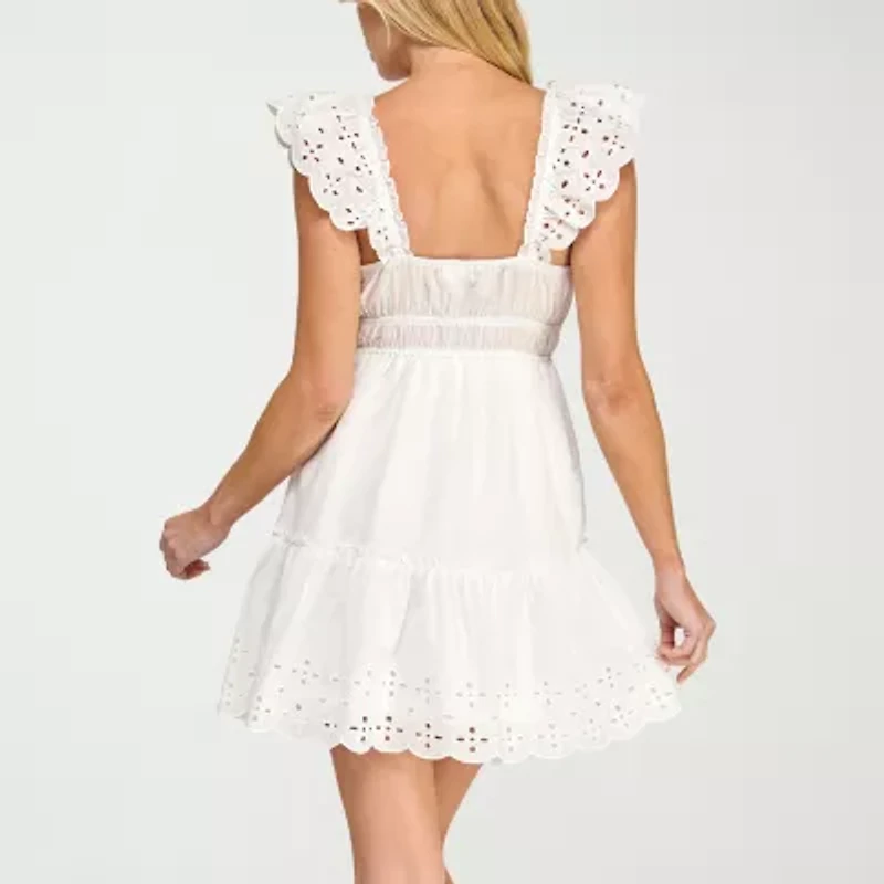 Trixxi Womens Short Sleeve Juniors Babydoll Dress