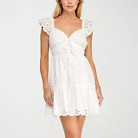Trixxi Womens Short Sleeve Juniors Babydoll Dress