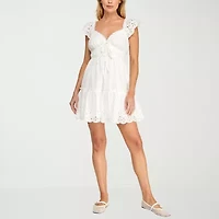 Trixxi Womens Short Sleeve Juniors Babydoll Dress