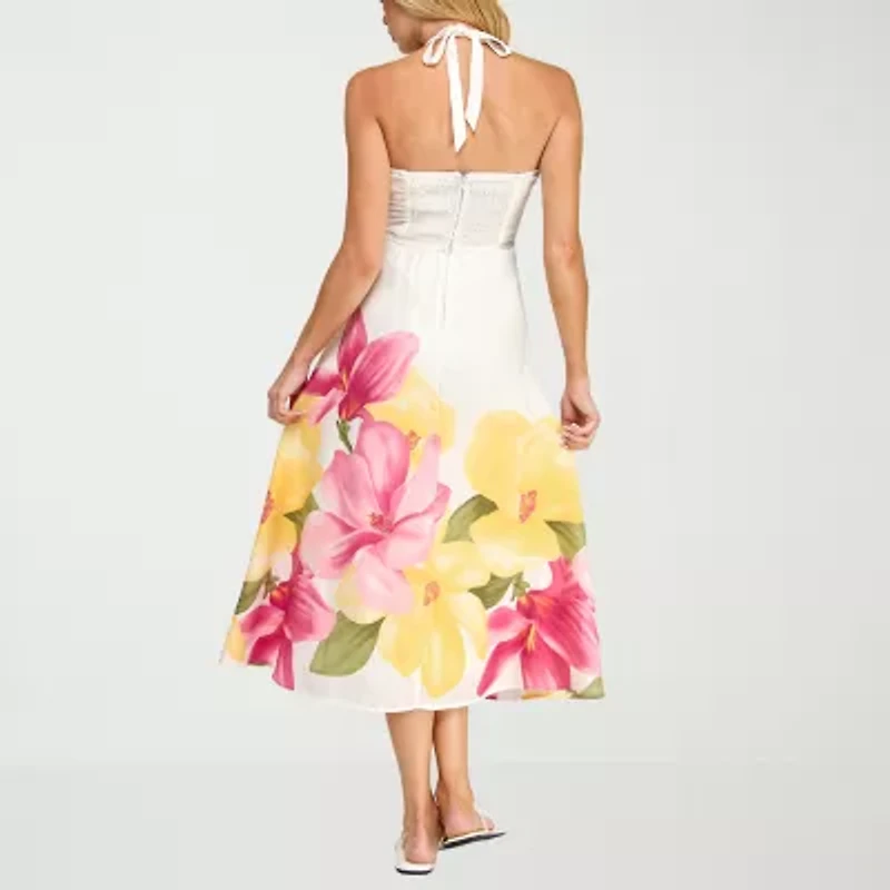 Trixxi Womens Juniors Sleeveless Floral A-Line Dress