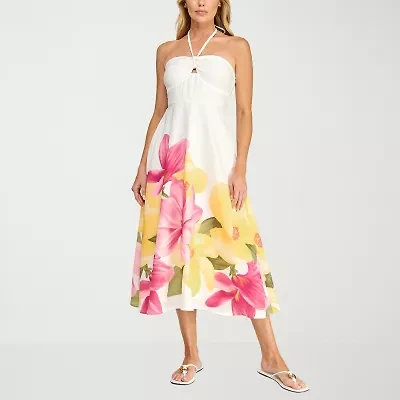 Trixxi Womens Juniors Sleeveless Floral A-Line Dress