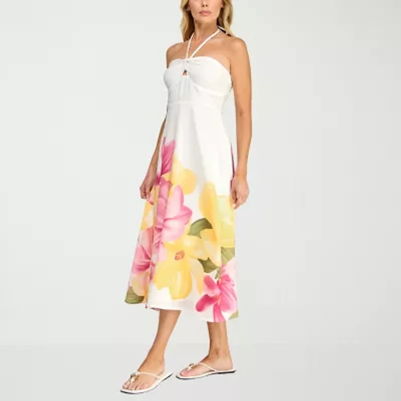 Trixxi Womens Juniors Sleeveless Floral A-Line Dress