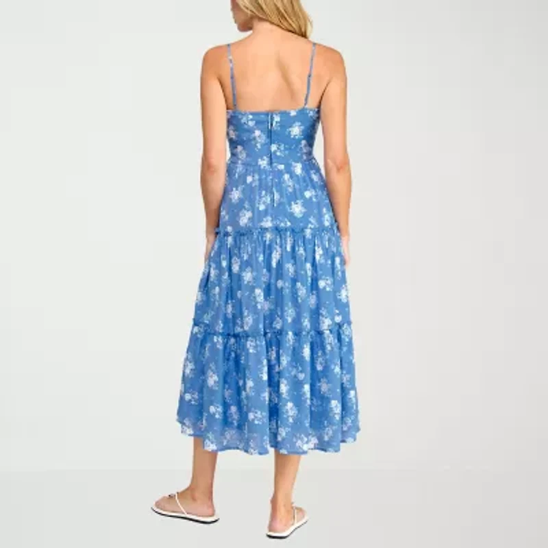 Trixxi Womens Juniors Sweetheart Neck Sleeveless Floral A-Line Dress