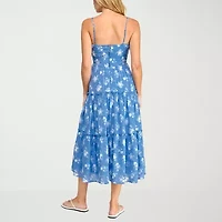 Trixxi Womens Juniors Sweetheart Neck Sleeveless Floral A-Line Dress