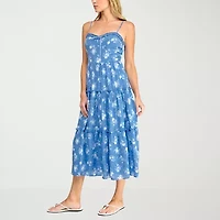 Trixxi Womens Juniors Sweetheart Neck Sleeveless Floral A-Line Dress
